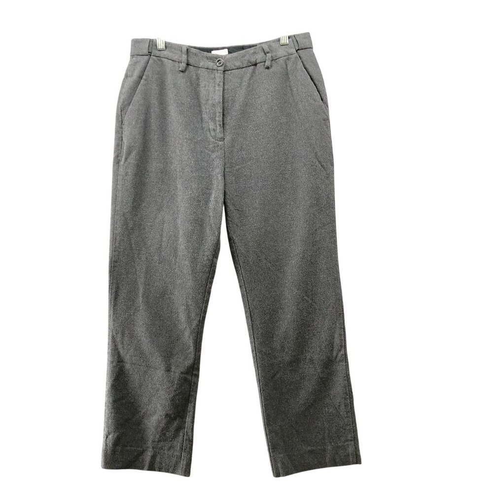 L.L. Bean Flannel Pants Womens 10 Gray Classic Fit Straight High Rise Comfort